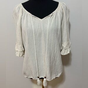 Unique Spectrum Cream Boho Blouse